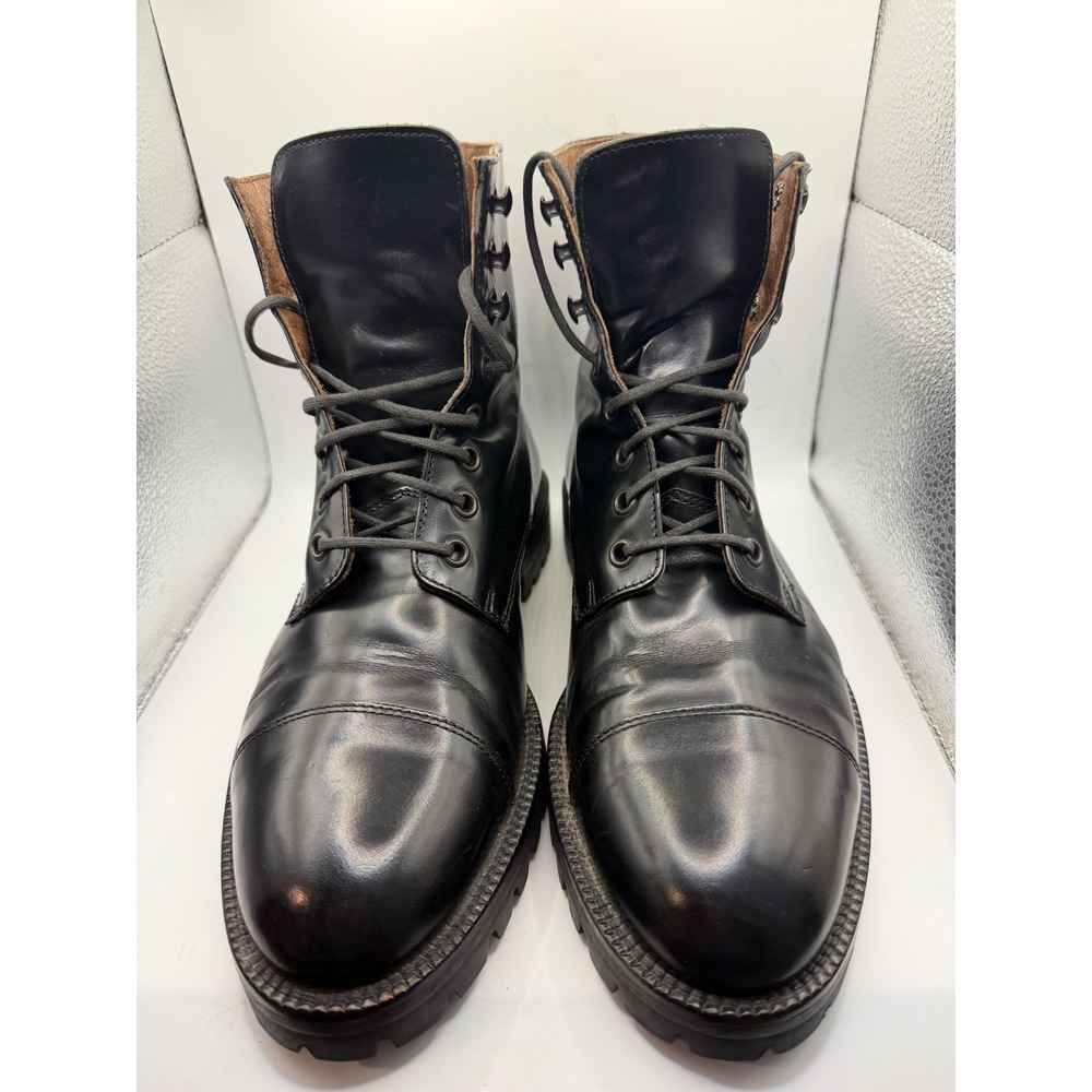 To Boot New York Adam Derrick Mens Black Leather Cap Toe St Moritz Lug Boots 9